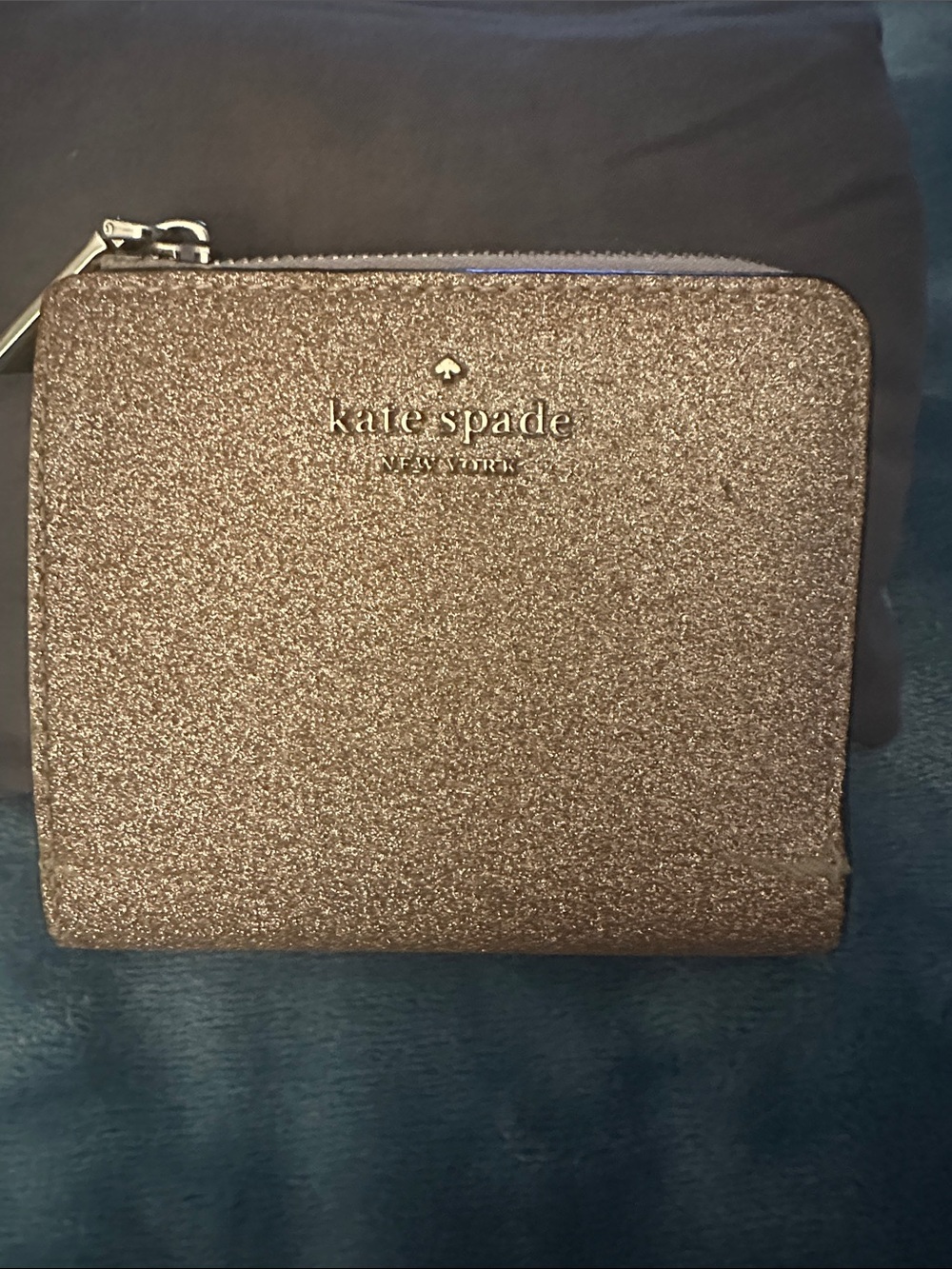 kate spade Glitter Zip Wallet -  Gold Sparkle